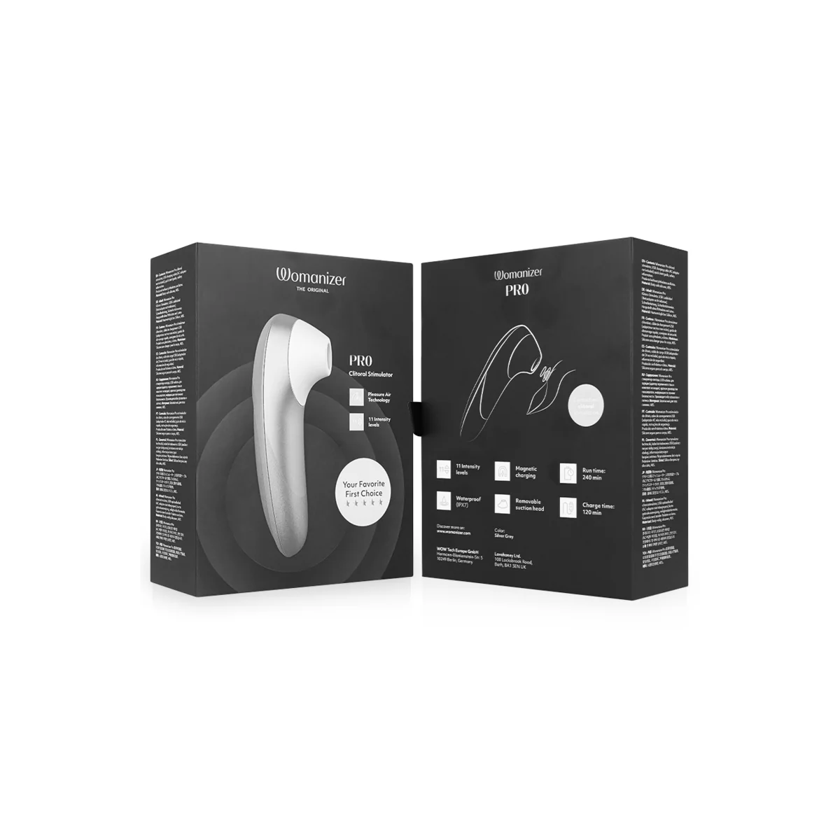Pro Vibrant Klitoralstimulator Silbergrau von Womanizer