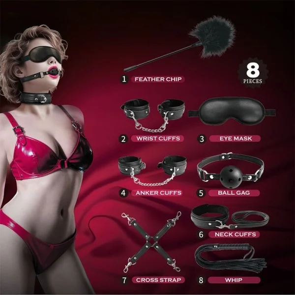 8-Teiliges Bdsm-Set Schwarz von Fun Toys