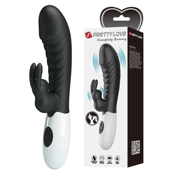 Naughty Bunny 30-Funktionen-Hasenvibrator Schwarz von High Tech