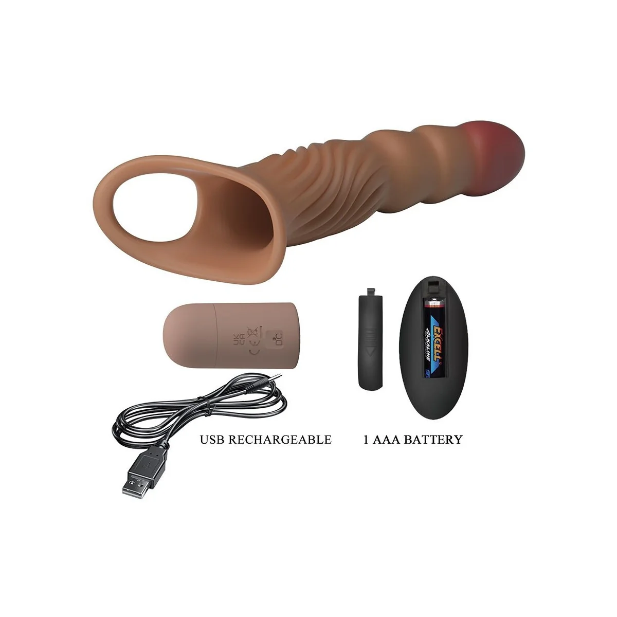 Strukturierte Penishülle mit Vibration und Fernbedienung von For Him