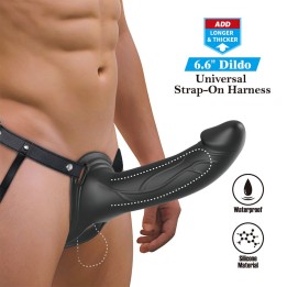 Landon Black Vibrating Strap-On von Harness Collection