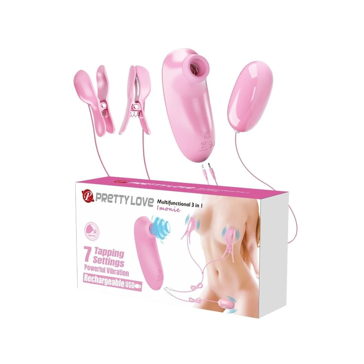 Imonie 3-In-1 Multifunktionales Set mit Saugnapf, Brustwarzen und Klitoris von Fun Toys