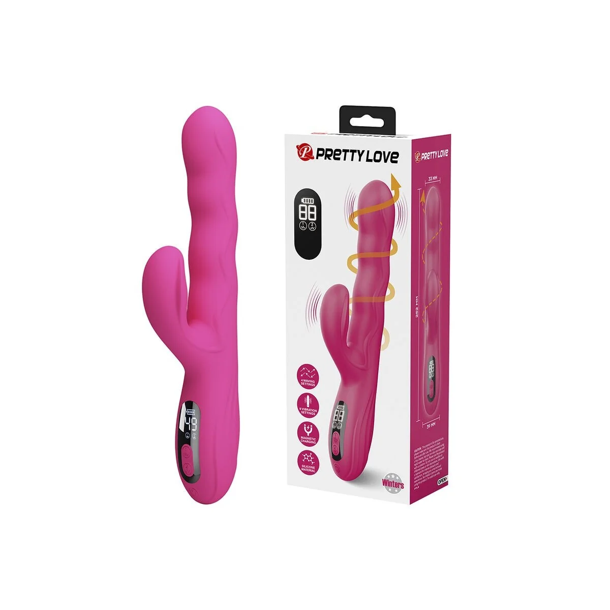 Winters Multifunktions-Hasenvibrator mit Led-Anzeige, Pink von High Tech