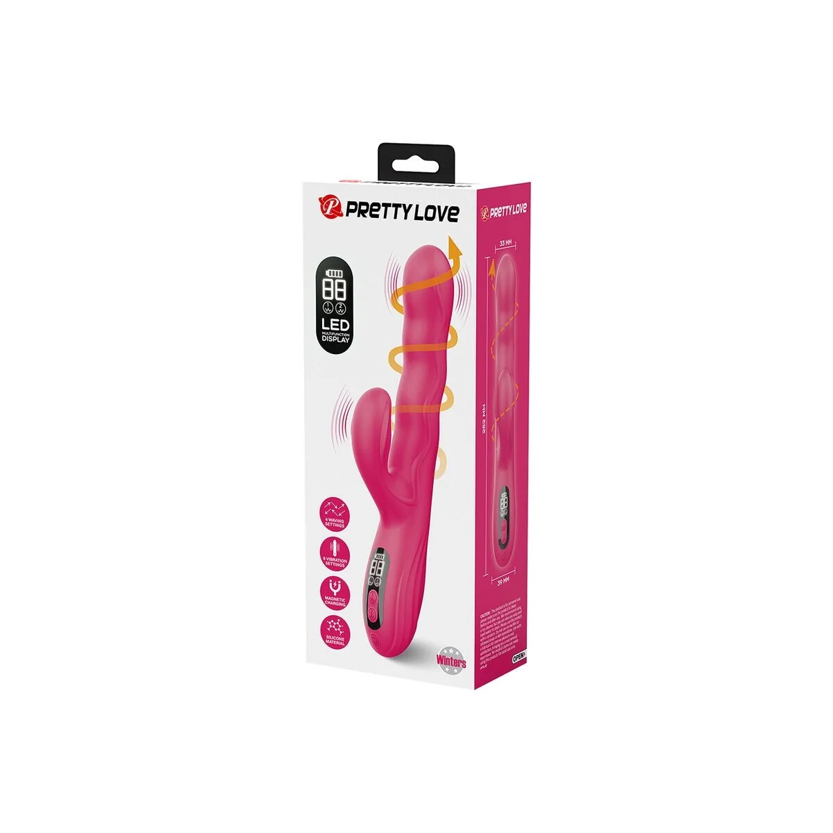 Winters Multifunktions-Hasenvibrator mit Led-Anzeige, Pink von High Tech