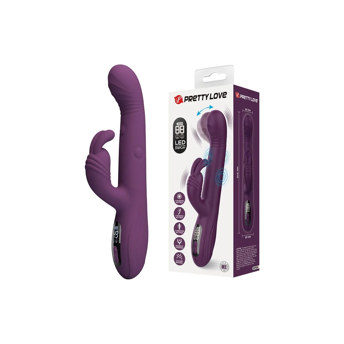 Dee Multifunktions-Hasenvibrator mit Oszillierender und Perkussiver Funktion, Lila von High Tech