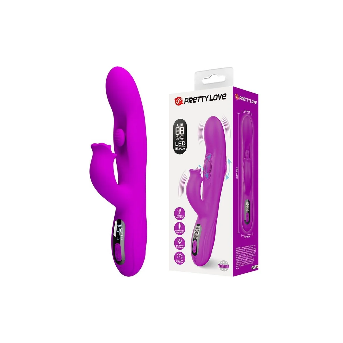 Yalanda Hase Oszillierender Vibrator mit Led-Anzeige, Lila von High Tech