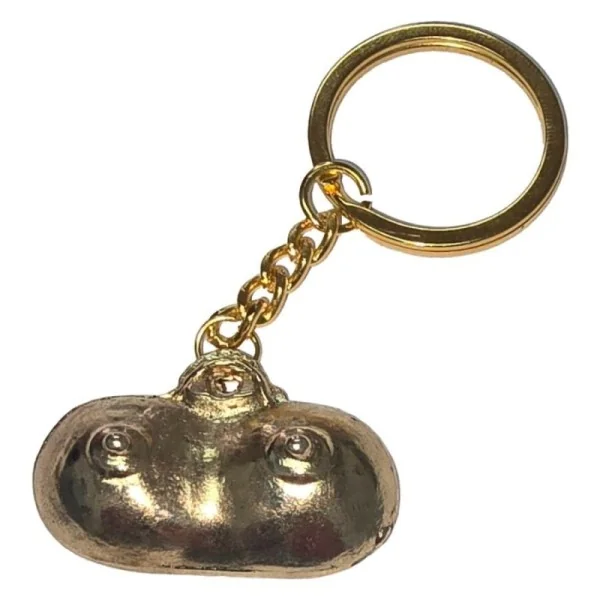 Goldener Metall-Schlüsselanhänger mit Brüsten von Diablo Picante