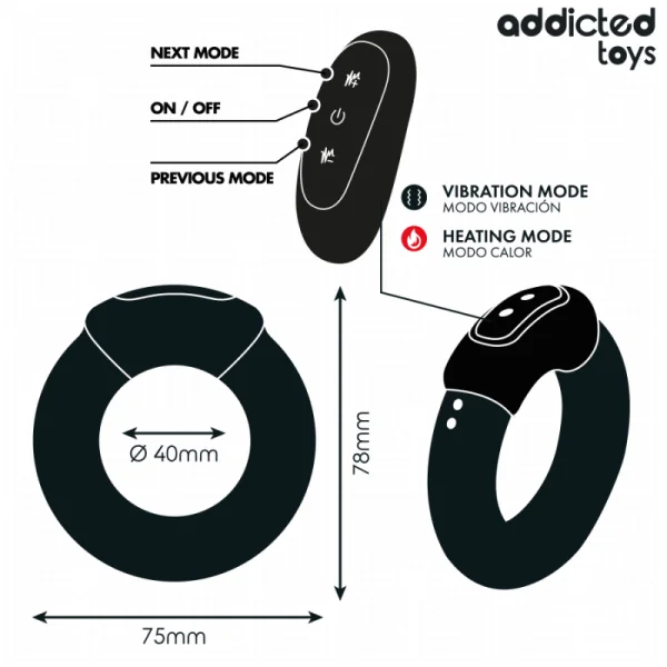 Vibrierender Cockring mit Wärmeeffekt und mit Fernbedienung von Addicted Toys | Fesselliebe.de