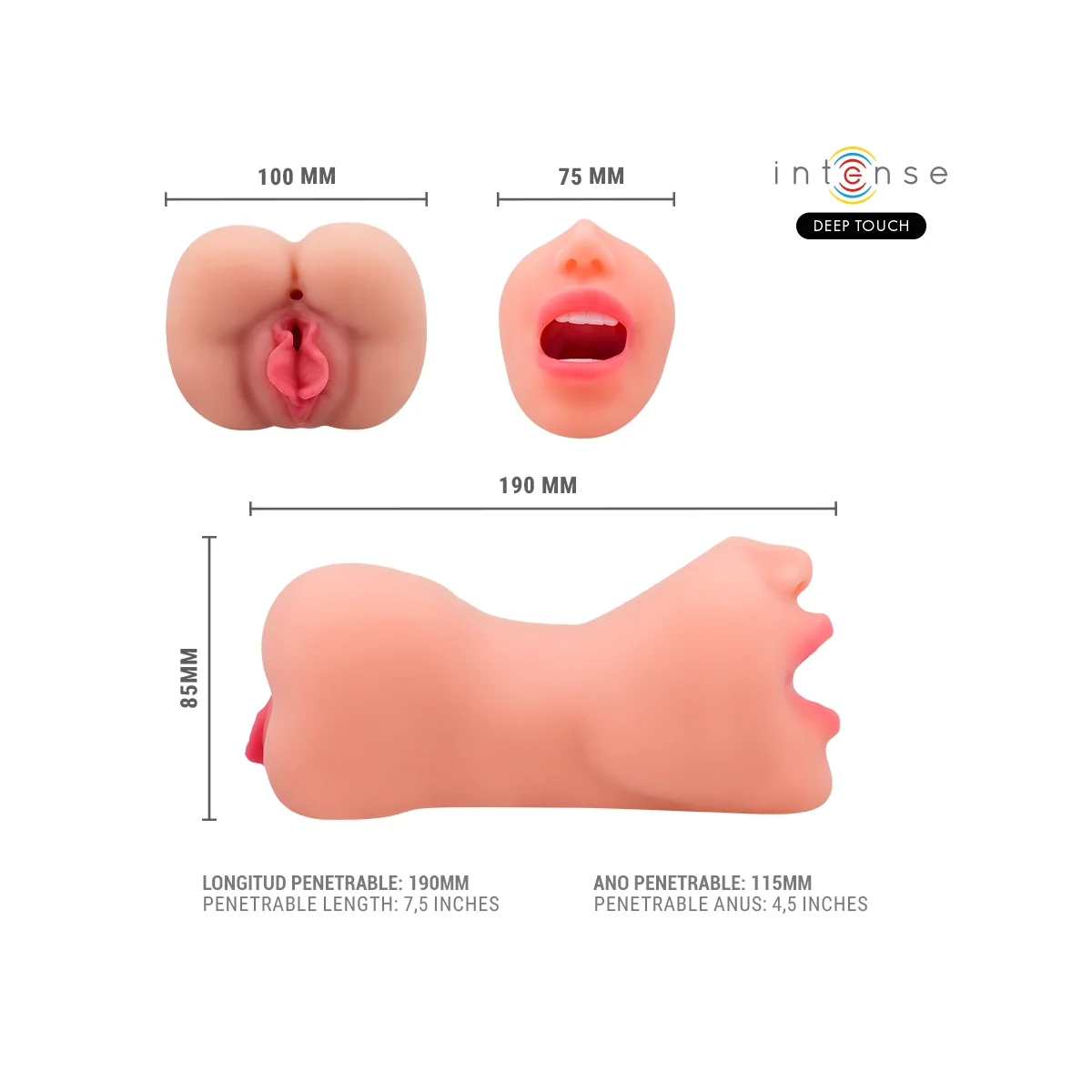Riley Doppelmusturbator für Mund und Vagina von Intense Deep Touch | Fesselliebe.de