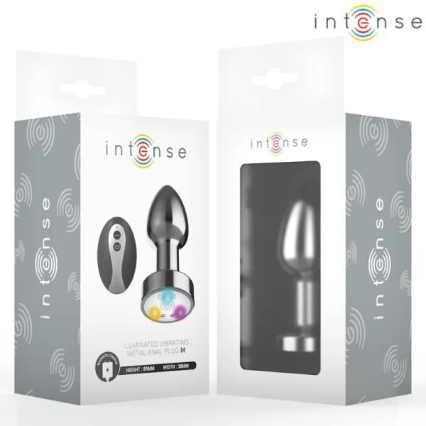 Vibrierender Analplug aus Metall mit Led-Leuchten und mit Fernbedienung - Grösse M von Intense Anal Toys | Fesselliebe.de