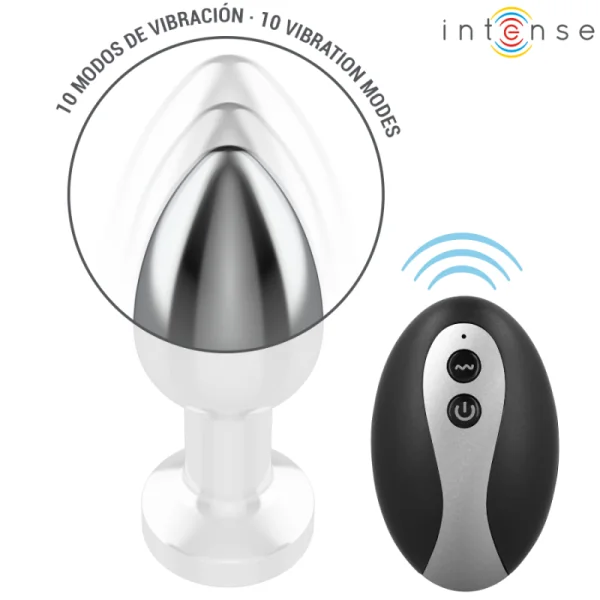 Vibrierender Analplug aus Metall mit Led-Leuchten und mit Fernbedienung - Grösse M von Intense Anal Toys | Fesselliebe.de