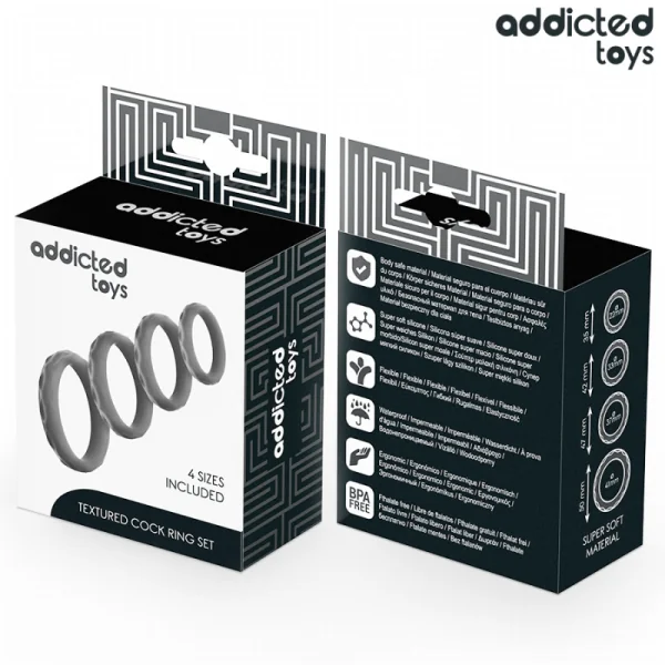 Set mit Strukturiertem Cockring In 4 Grössen von Addicted Toys | Fesselliebe.de