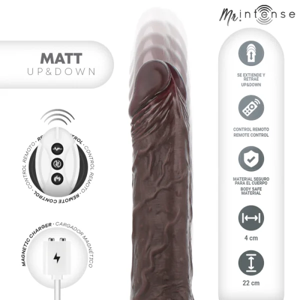 Matt Realistisches Multifunktions-Motor mit Vibration, Auf- und Ab-Fernbedienung, 22 cm – O – 4 cm von Mr, Intense | Fesselliebe.de