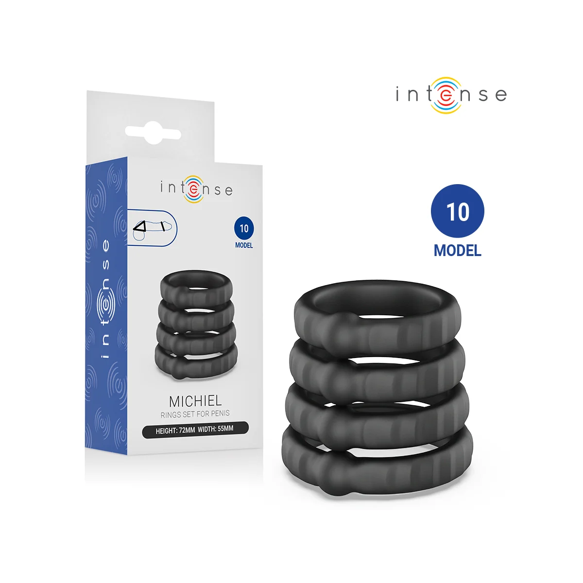 Michiel Set mit 4 Penisringen Modell 10 von Intense For Him