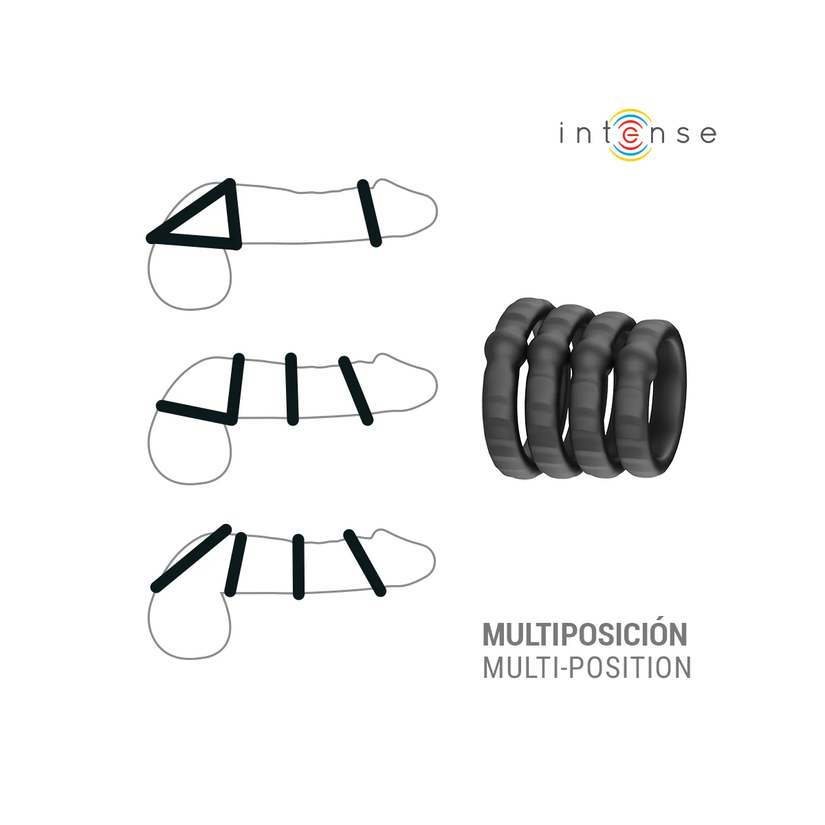 Michiel Set mit 4 Penisringen Modell 10 von Intense For Him