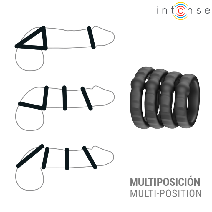 Michiel Set mit 4 Penisringen Modell 10 von Intense For Him