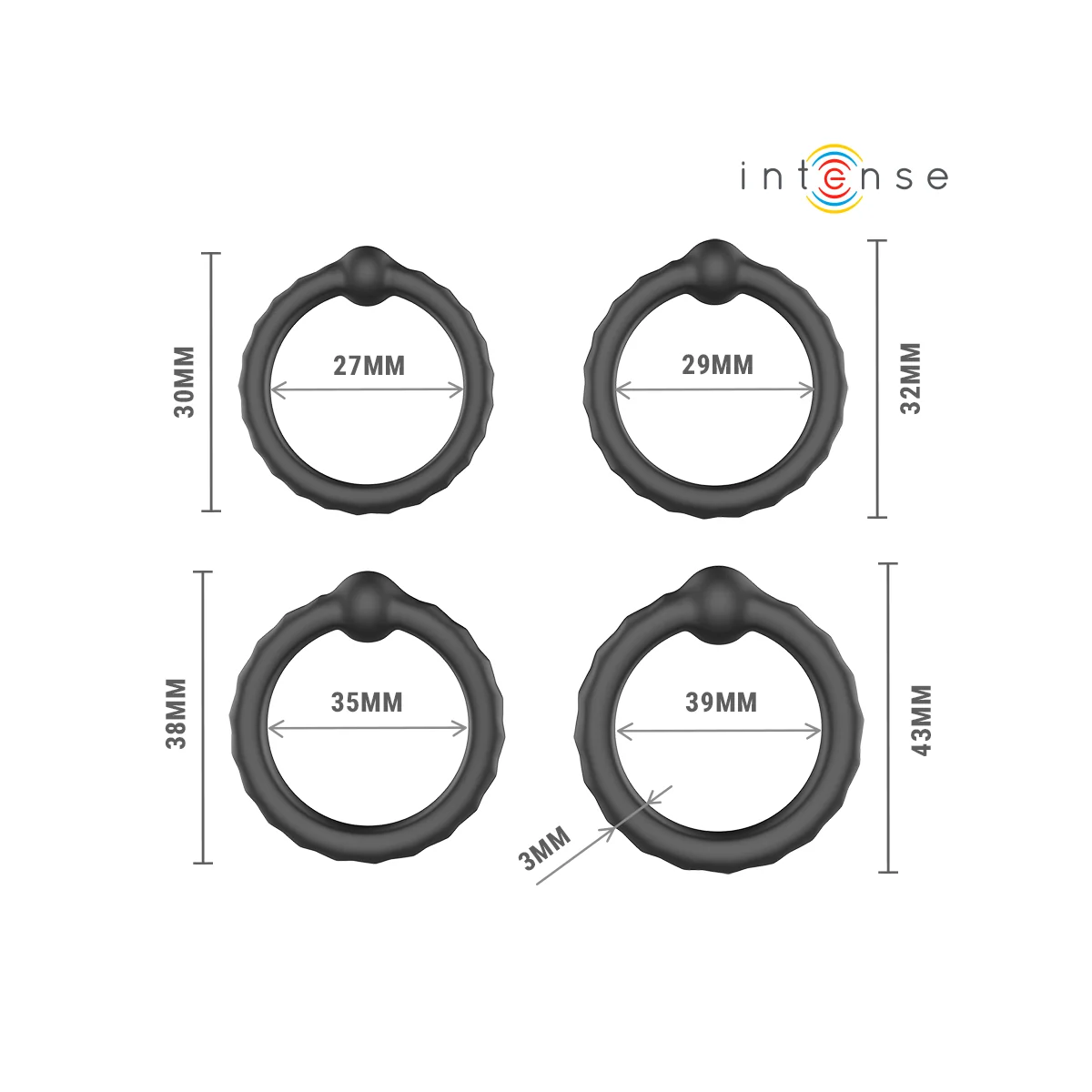 Michiel Set mit 4 Penisringen Modell 10 von Intense For Him
