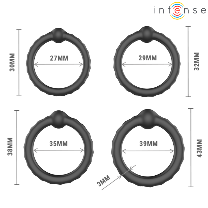 Michiel Set mit 4 Penisringen Modell 10 von Intense For Him
