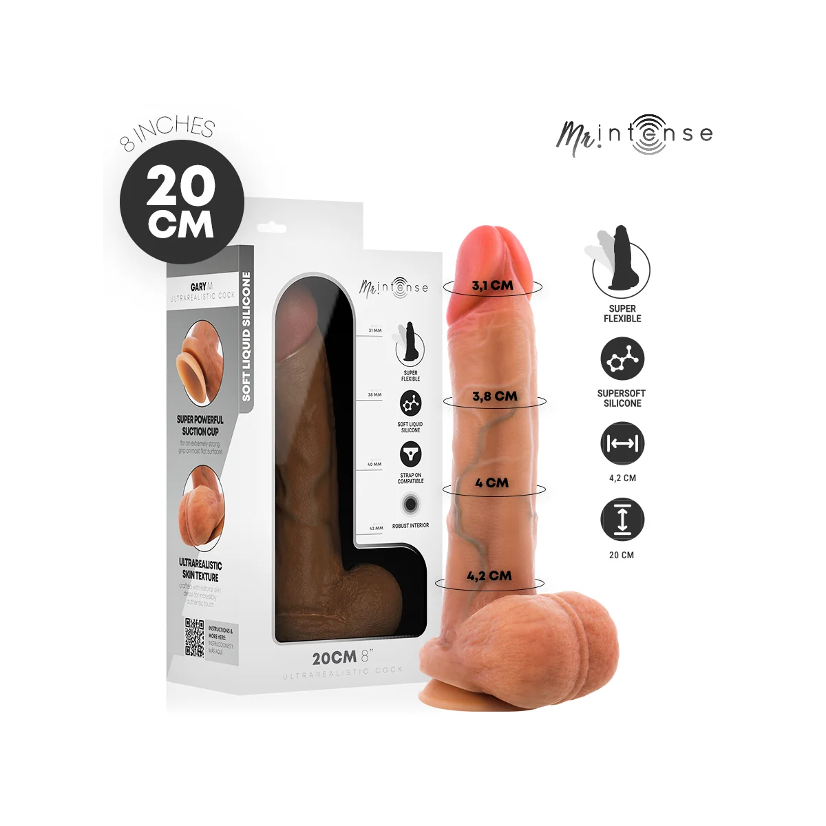 Gary M Ultra-Realistischer Silikon-Penis mit Hoden 20 cm – Ø – 4,2 cm von Mr. Intense Dildos