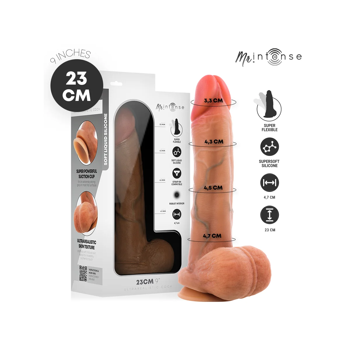 Gary L Ultra-Realistischer Silikon-Penis mit Hoden 23 cm – Ø 4,7 cm von Mr. Intense Dildos