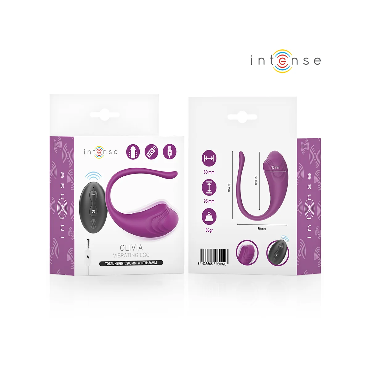 Olivia Purple Vibrations-Ei mit Fernbedienung von Intense Remote Control