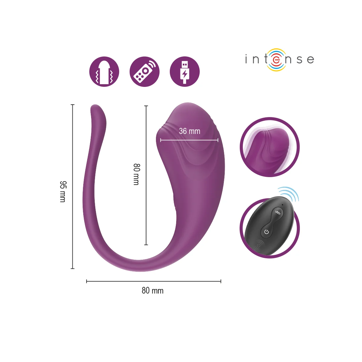 Olivia Purple Vibrations-Ei mit Fernbedienung von Intense Remote Control