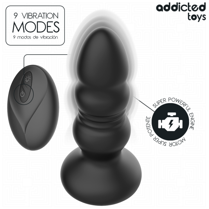 Rotierender Vibrierender Analplug mit Led-Licht und mit Fernbedienung von Addicted Toys | Fesselliebe.de