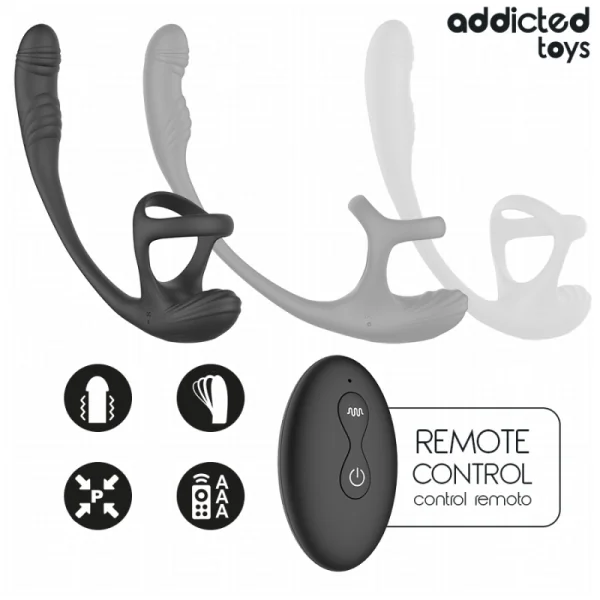 Analplug mit Vibration, 360°-Wellung und Hodenstimulator von Addicted Toys | Fesselliebe.de