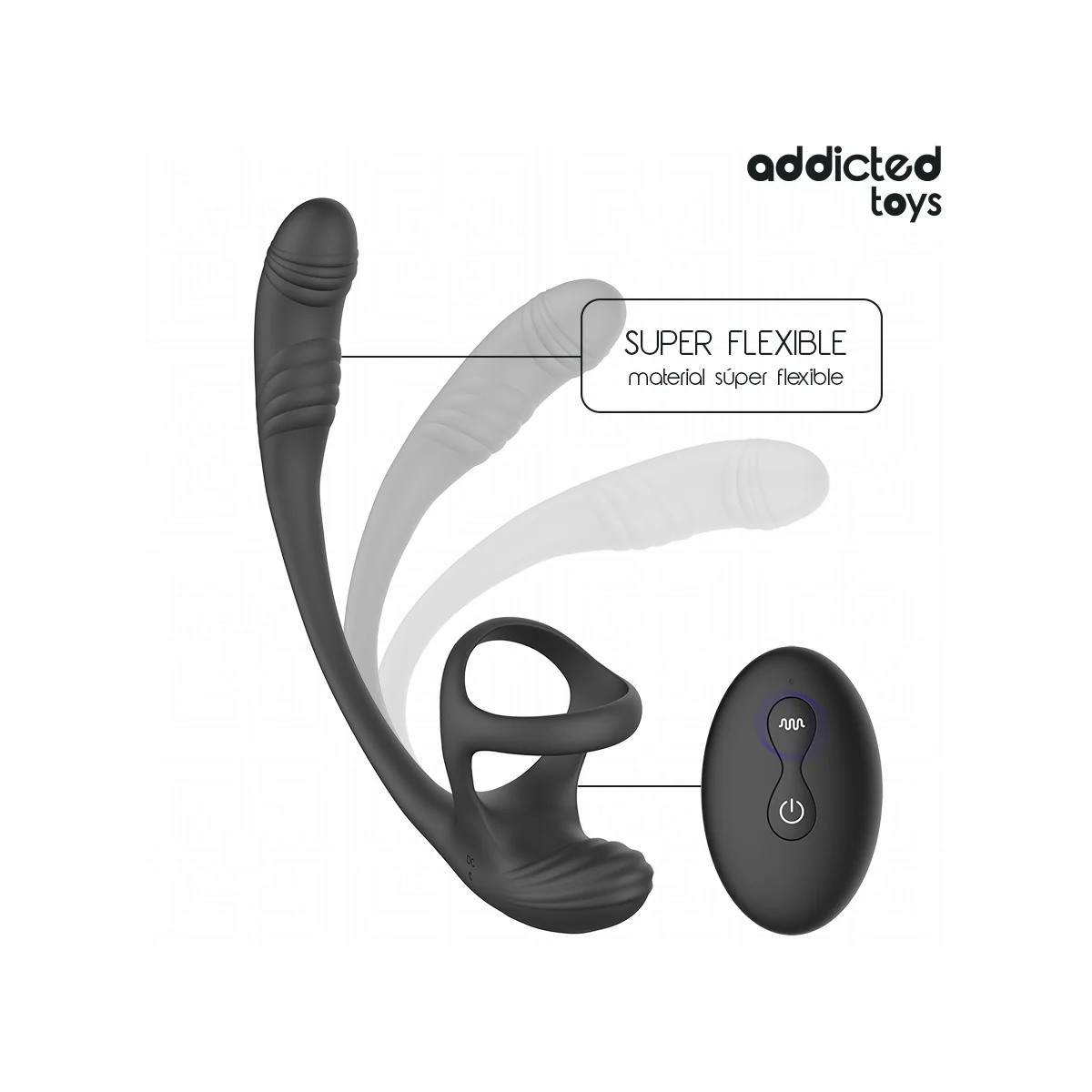 Analplug mit Vibration, 360°-Wellung und Hodenstimulator von Addicted Toys | Fesselliebe.de