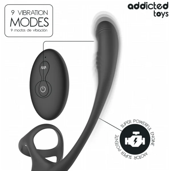Analplug mit Vibration, 360°-Wellung und Hodenstimulator von Addicted Toys | Fesselliebe.de