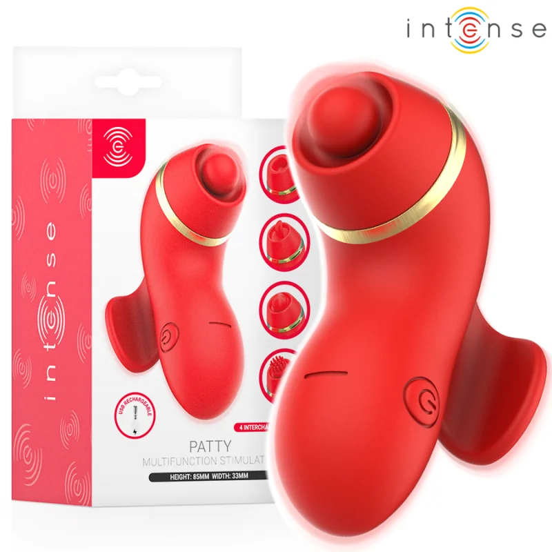 Patty-Stimulator mit 4 Aufsätzen, Saug-, Kletter-, Kitzel- und Leckfunktion von Intense Fun | Fesselliebe.de