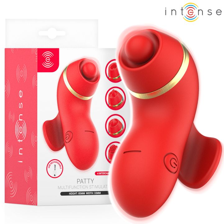 Patty-Stimulator mit 4 Aufsätzen, Saug-, Kletter-, Kitzel- und Leckfunktion von Intense Fun | Fesselliebe.de