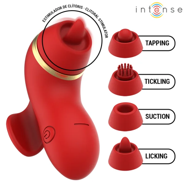 Patty-Stimulator mit 4 Aufsätzen, Saug-, Kletter-, Kitzel- und Leckfunktion von Intense Fun | Fesselliebe.de