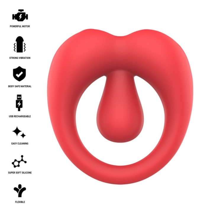 Russell Anillo Vibrador Con Estimulación De Clítoris Rojo von Intense For Him