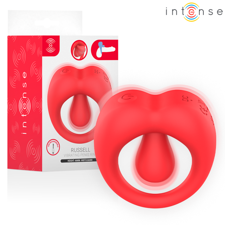 Russell Anillo Vibrador Con Estimulación De Clítoris Rojo von Intense For Him