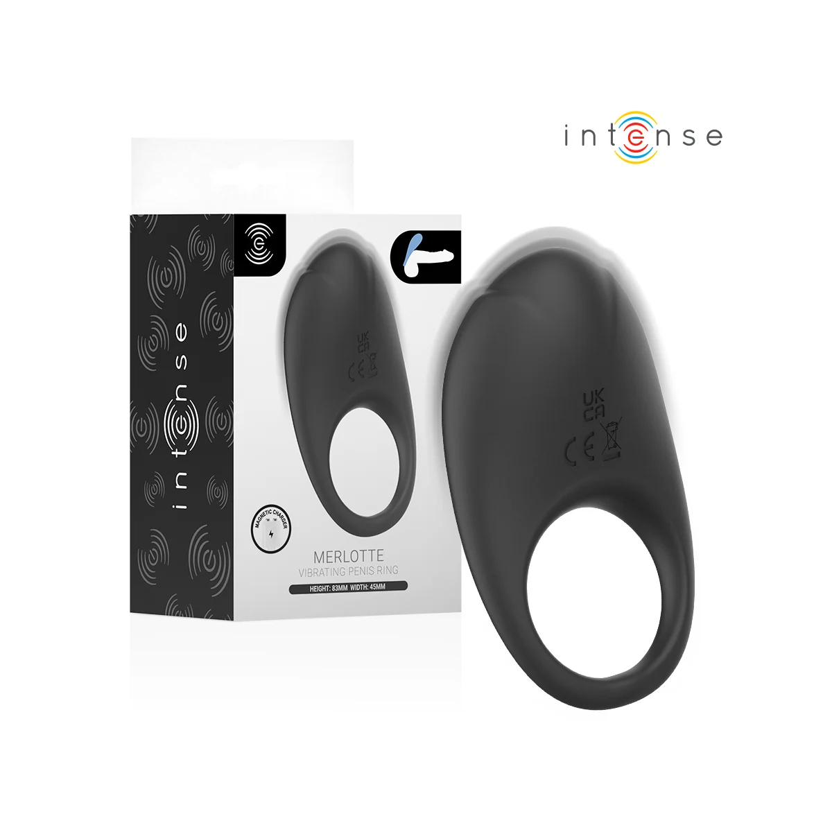 Merlotte Anillo Vibrador Con Estimulación De Clítoris Negro von Intense For Him