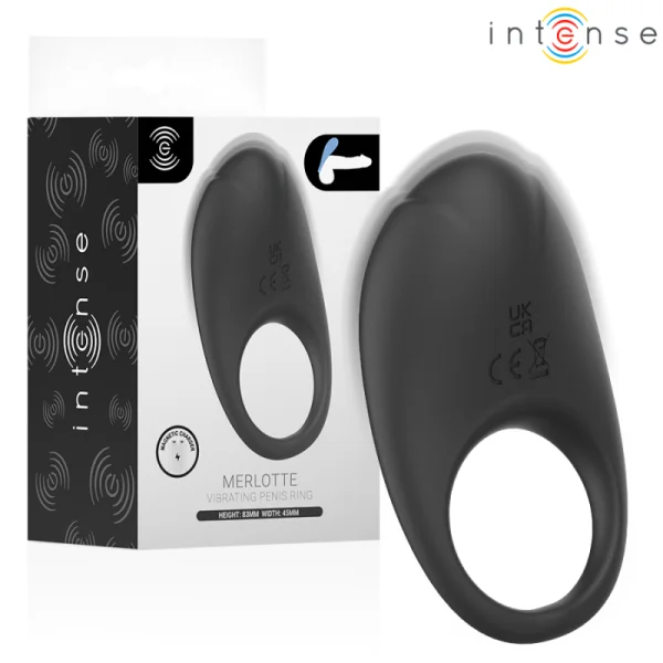 Merlotte Anillo Vibrador Con Estimulación De Clítoris Negro von Intense For Him