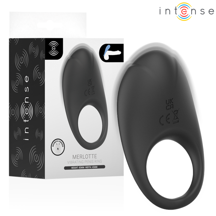 Merlotte Anillo Vibrador Con Estimulación De Clítoris Negro von Intense For Him