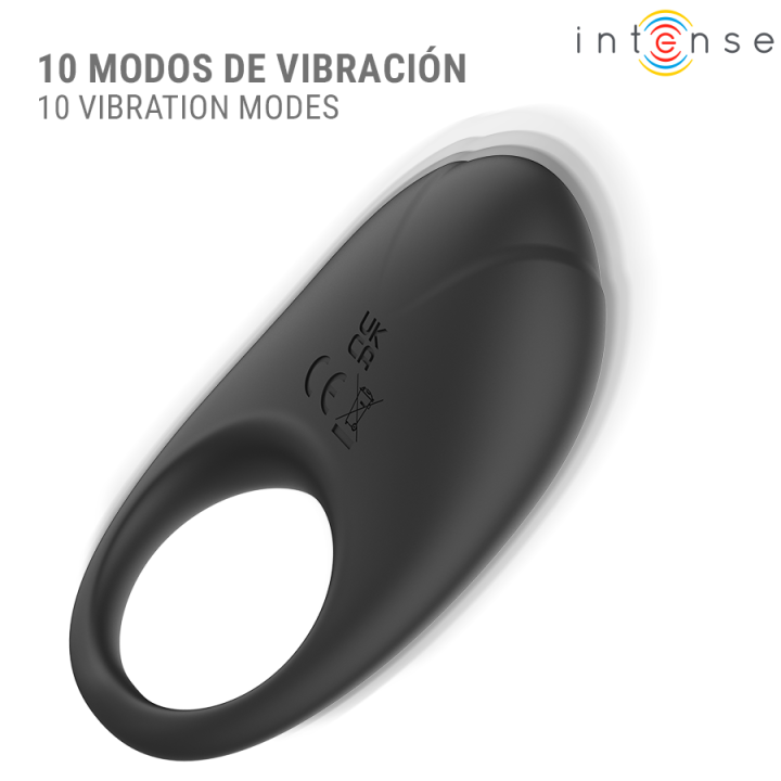 Merlotte Anillo Vibrador Con Estimulación De Clítoris Negro von Intense For Him