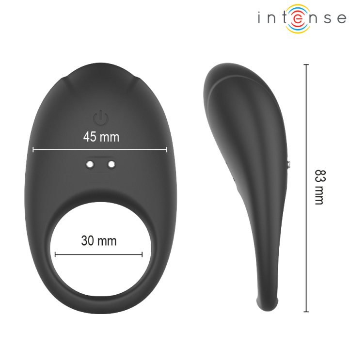 Merlotte Anillo Vibrador Con Estimulación De Clítoris Negro von Intense For Him