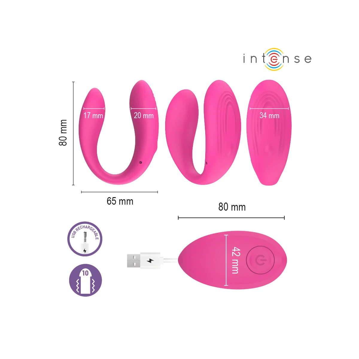 Nora Vibrationsklemmenstimulator Pink von Intense Remote Control