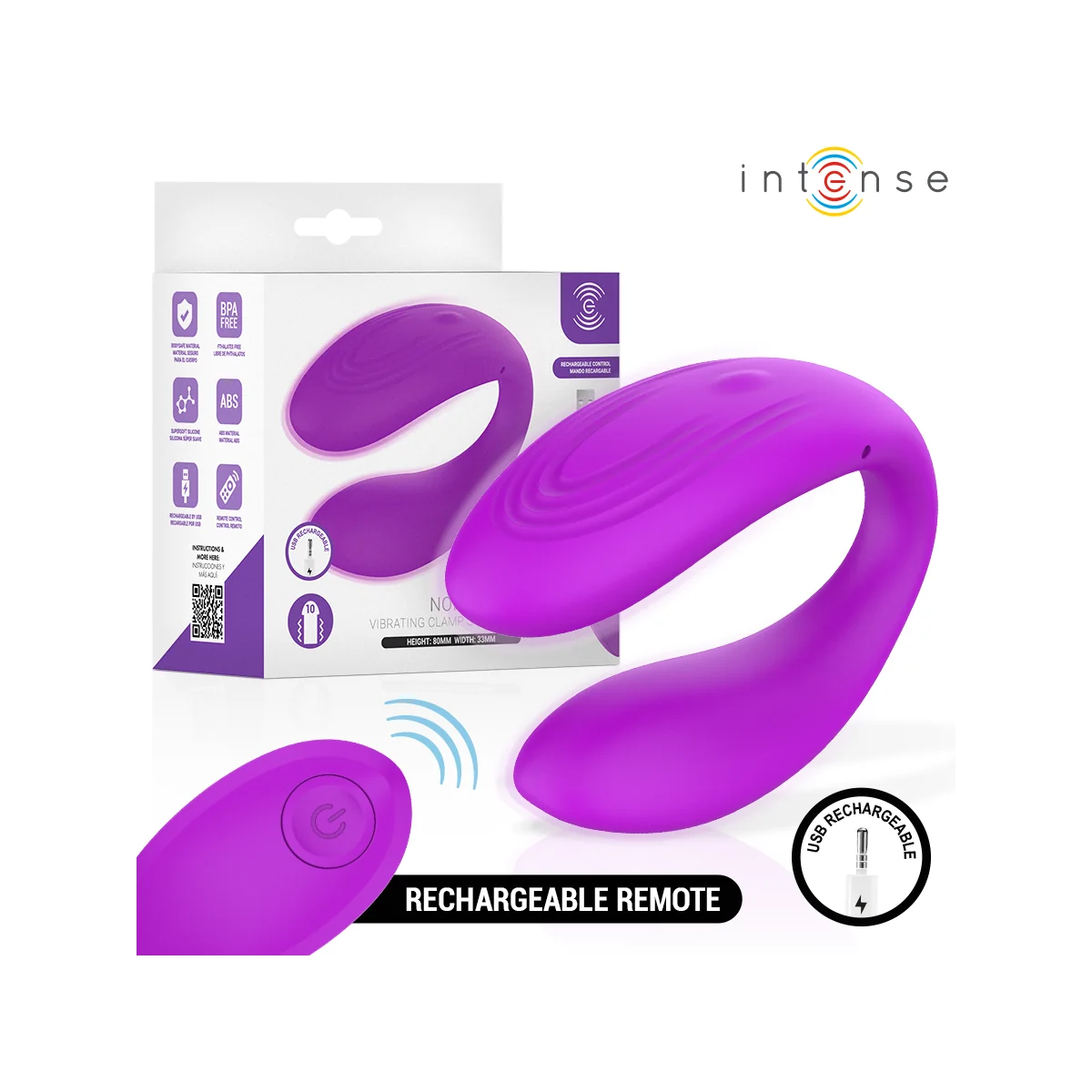 Nora Vibrationsklemmenstimulator Lila von Intense Remote Control