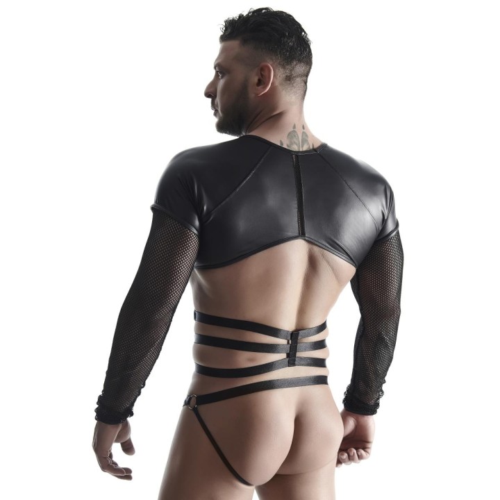 Herren Langarm-Shirt mit Harness TSH019 schwarz von Regnes Fetish Planet | Fesselliebe.de