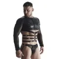 ♥ Herren Langarm-Shirt mit Harness TSH019 schwarz von Regnes Fetish Planet ♥