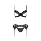 Eco Kerria 3er Set mit offenem BH Schwarz von Passion Eco Collection | Fesselliebe.de