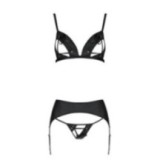 Miley 3er Set mit offenem BH Schwarz von Passion-Exklusiv | Fesselliebe.de