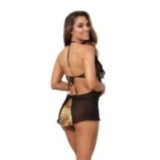 Babydoll & String Schwarz-Gold V-10029 von Axami | Fesselliebe.de