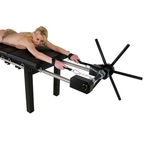 Bondage Streckbank mit Spindel, Fusspranger und Polster für BDSM & Fetisch | Fesselliebe.de