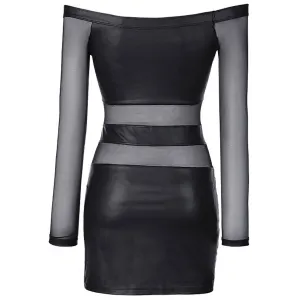 ♥ Wetlook - Tüll Kleid V-9309 Schwarz von Axami ♥