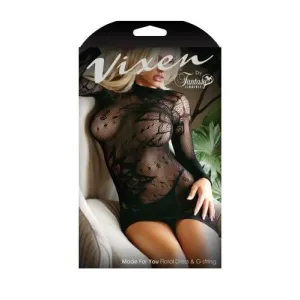 ♥ Minikleid aus Mesh-Stoff mit String - Schwarz ♥